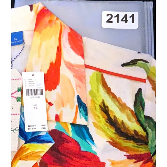 XL-Farm Rio Anthropologie Womens Shirt Dress XL Linen Blend Floral Button Front - Picture 15 of 15